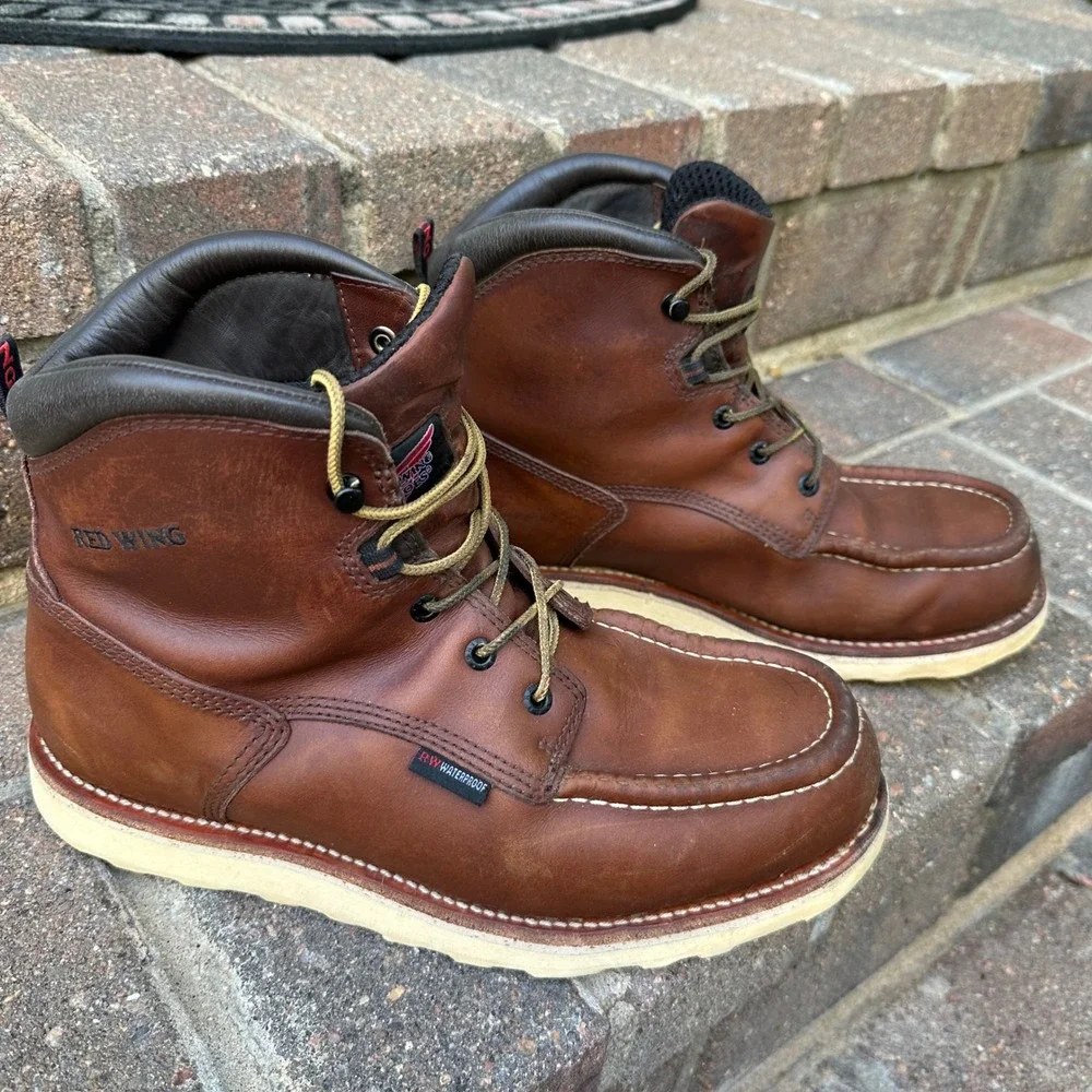 Red Wing 405 Traction Tred Waterproof Moc Toe Work Boots 9.5 E2 Extra Wide